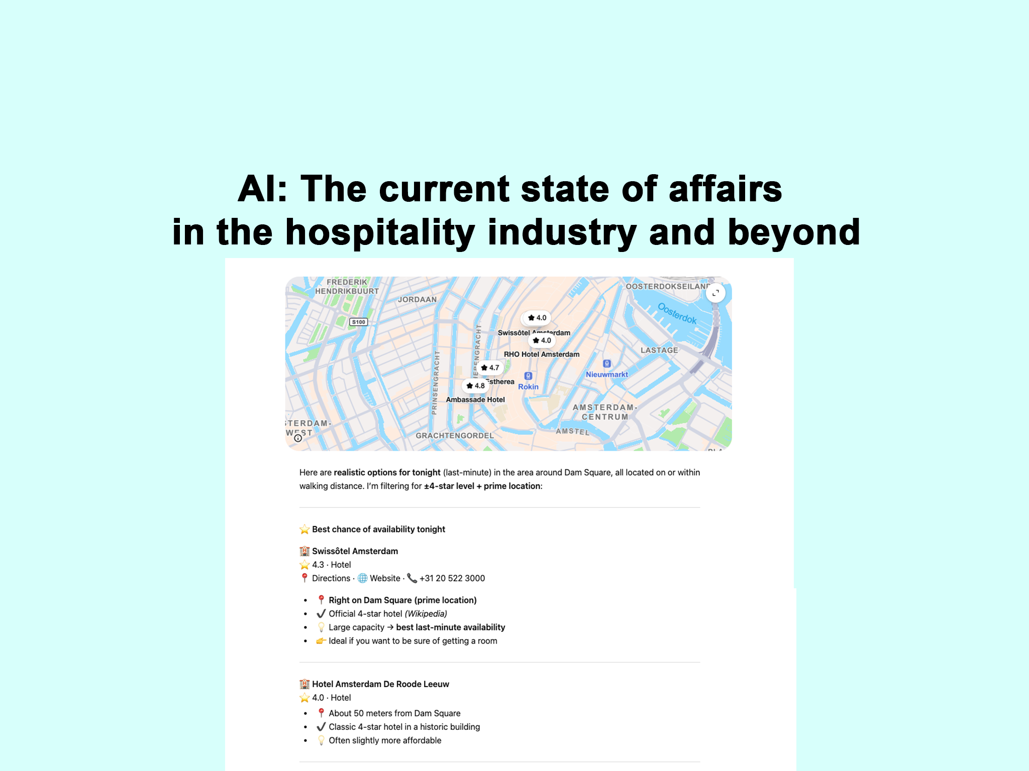 AI: The current state of affairs in the hospitality industry and beyond